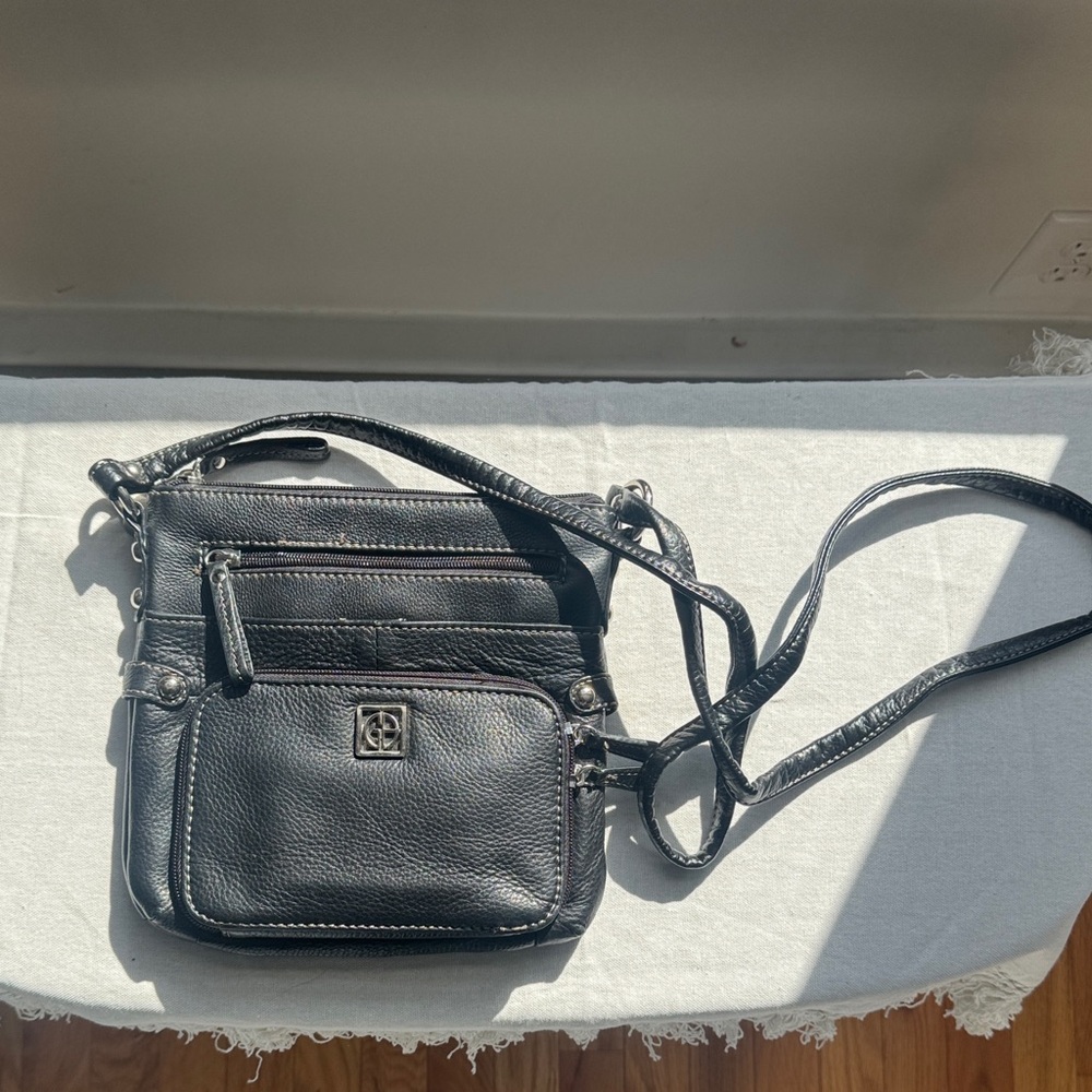 Giani Bernini Leather Crossbody Bag - Black